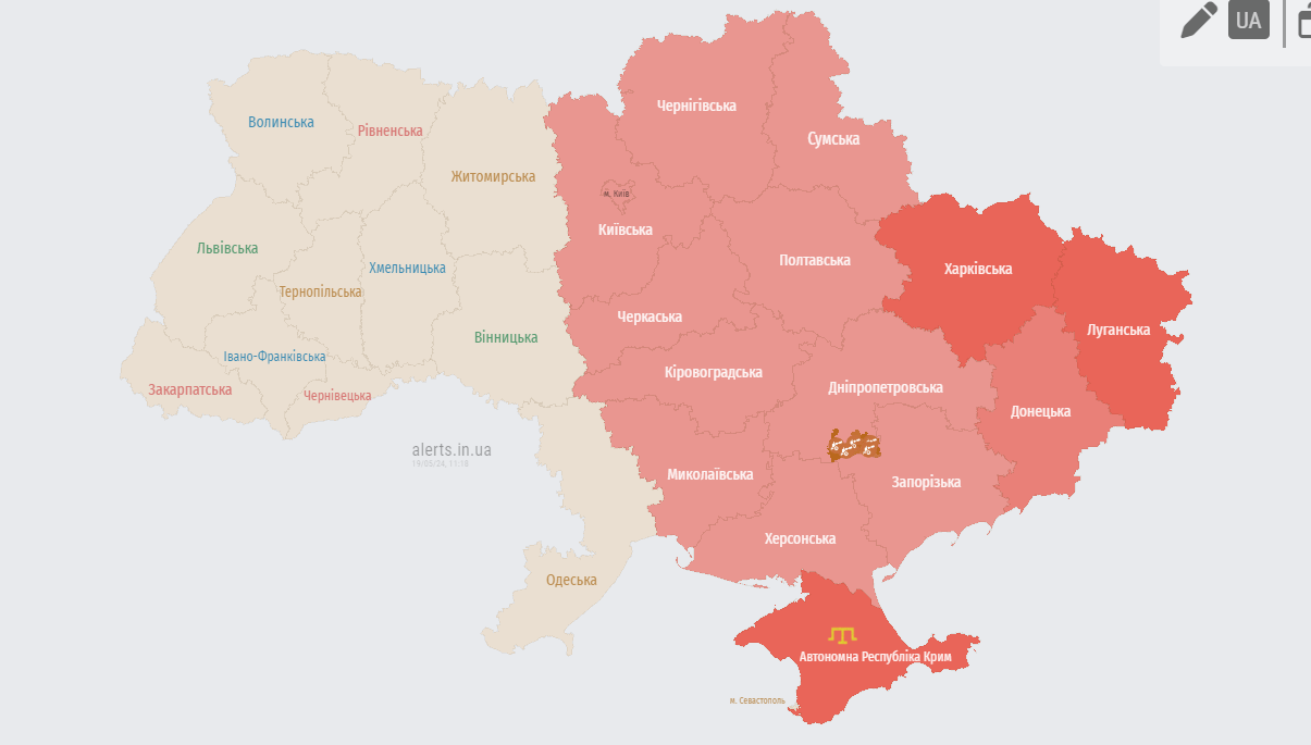 тривога в Україні 19 травня