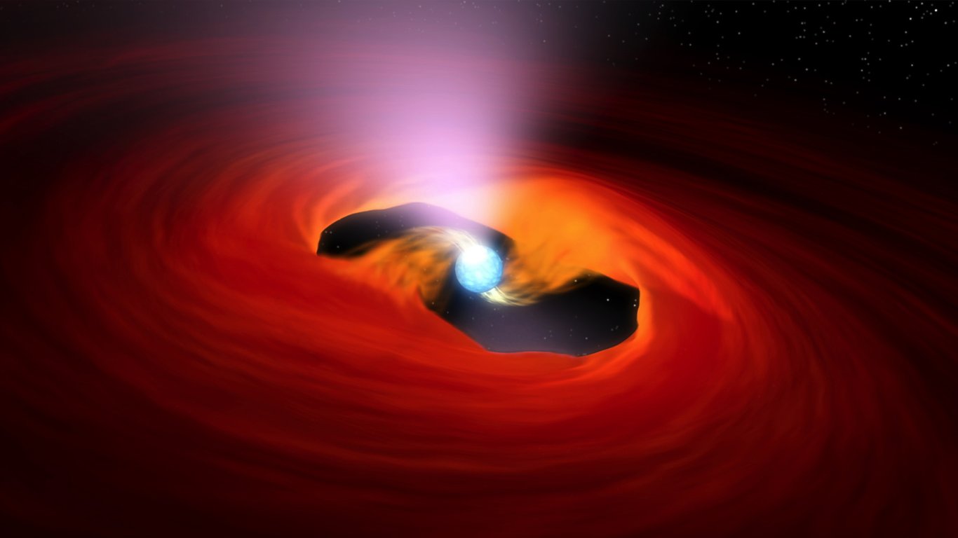 Обнаружена вращающаяся 14 раз в секунду звезда, создавая газовое облако