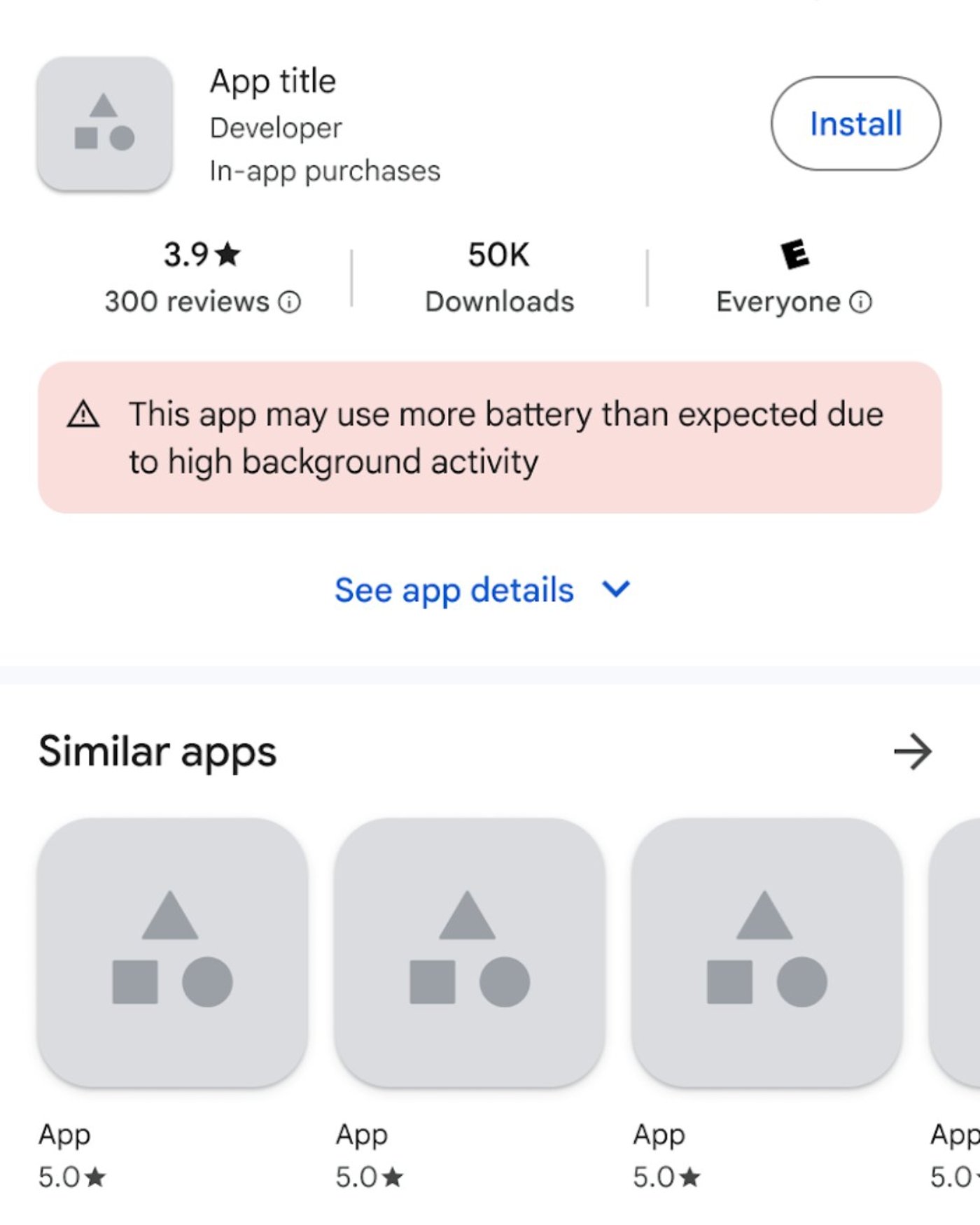 Предупреждающая метка на приложении в Google Play