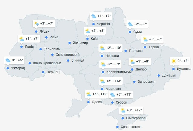 погода в Украине 18 ноября