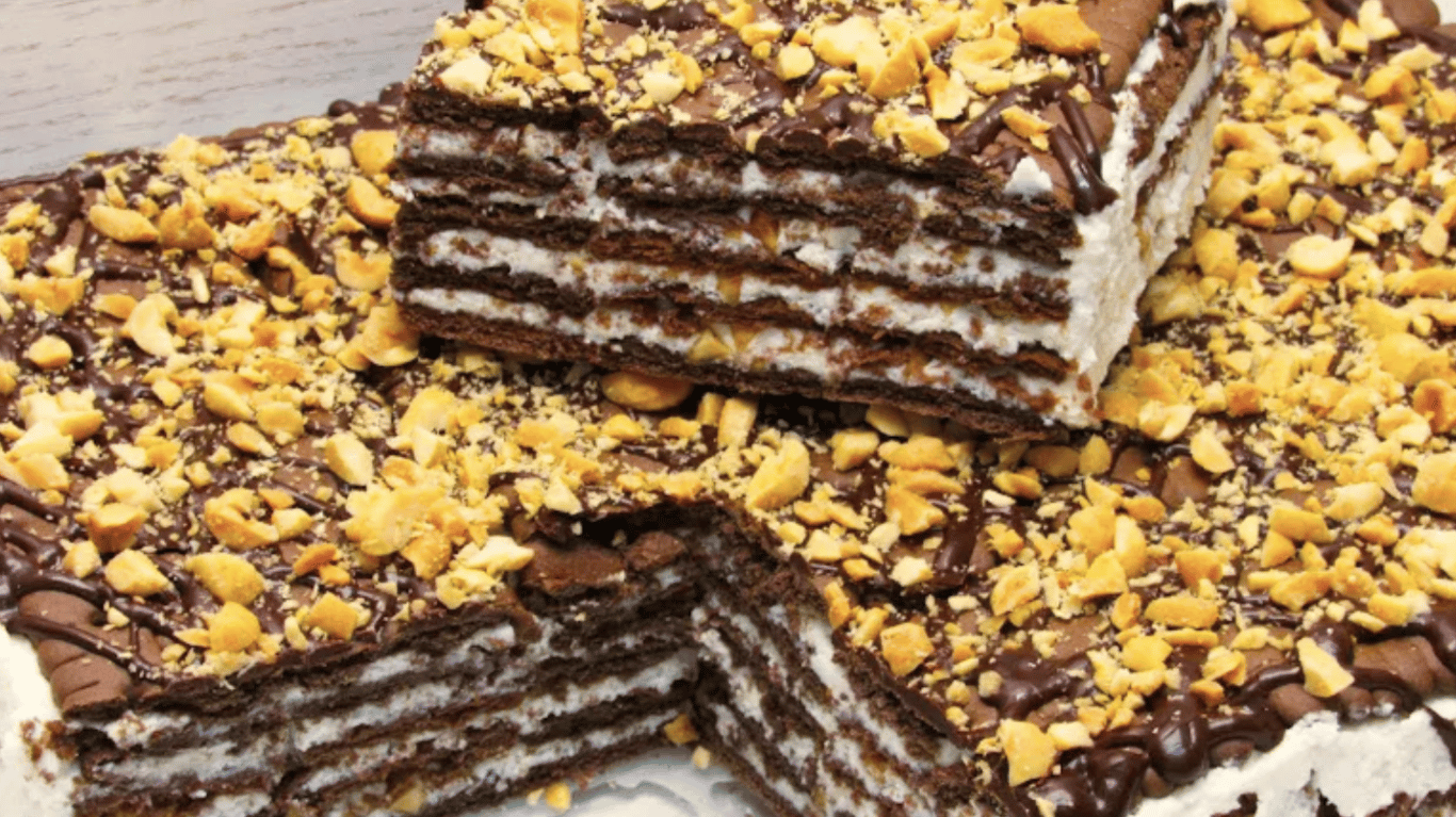 торт без випічки з печивом