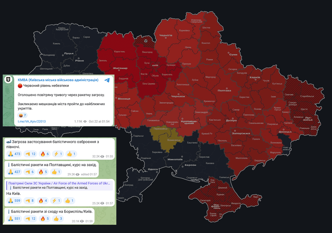 Київ під ударом балістики 22 жовтня