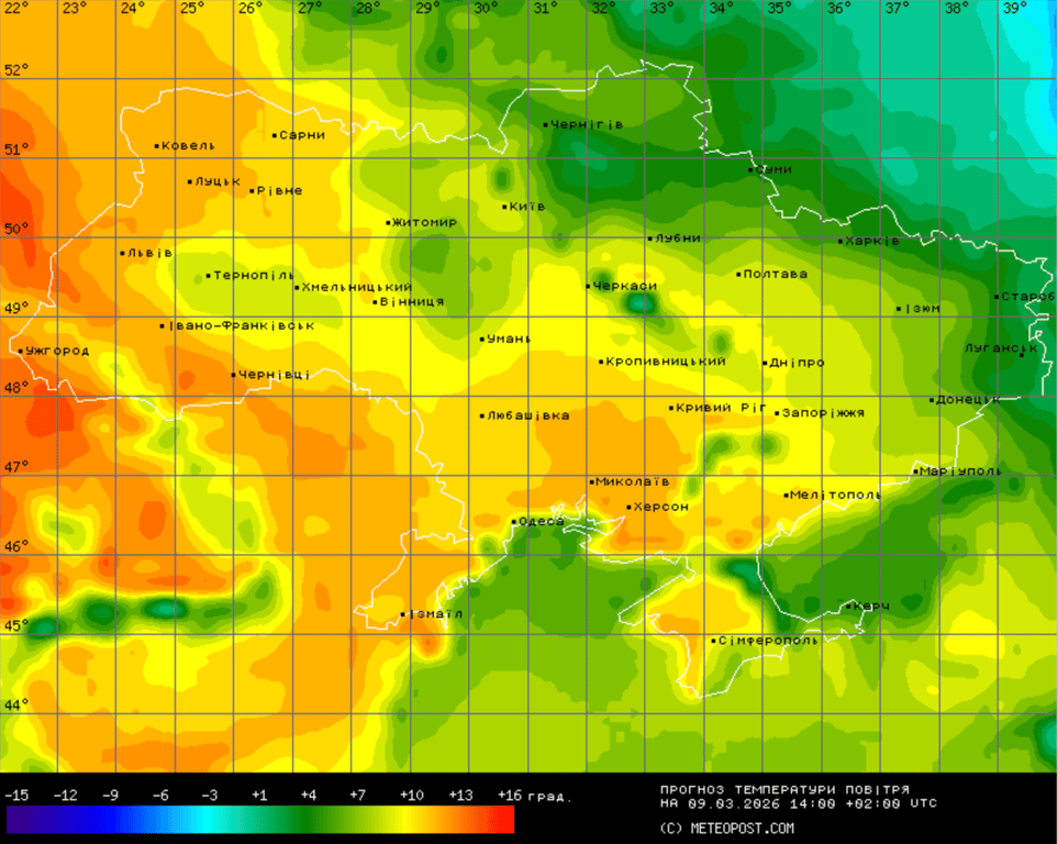 Прогноз погоди в Україні на 9 березня
