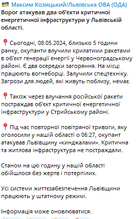 На Львівщині окупанти атакували два об'єкти енергетичної інфраструктури — наслідки обстрілу - фото 1