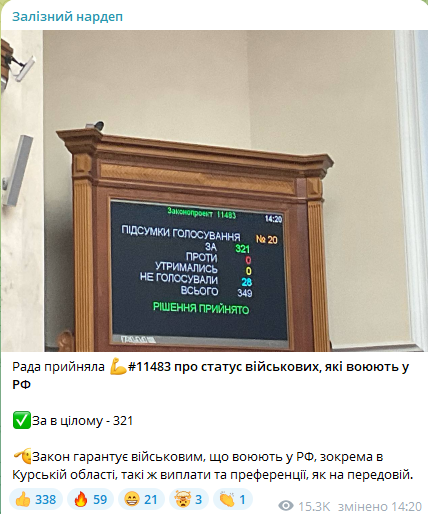  Допис Ярослава Железняка. Фото: скриншот