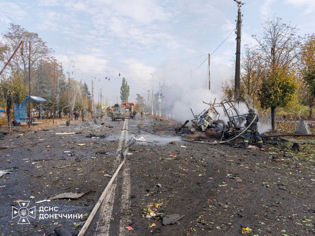 Удар по автобусу в Краматорске