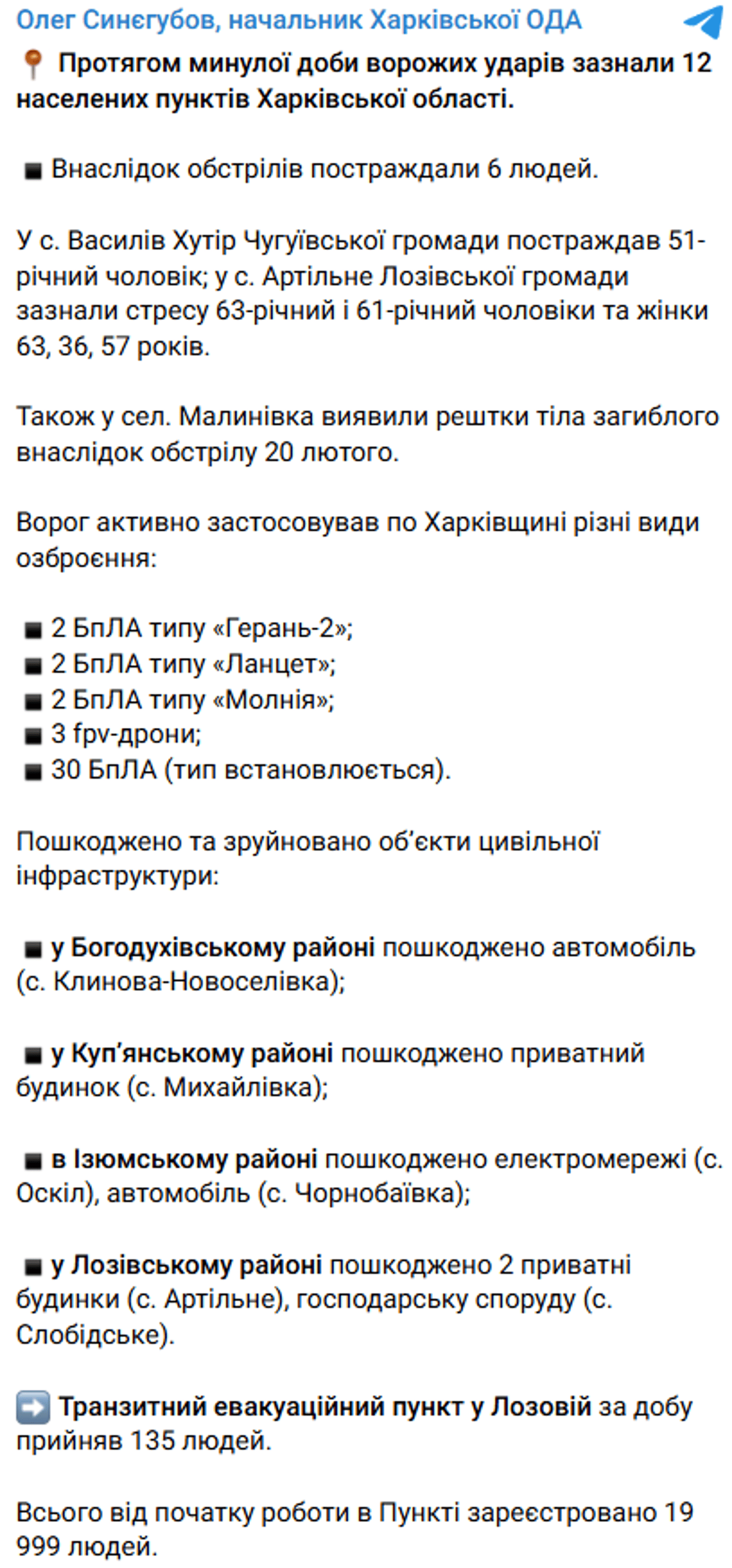Атака РФ на Харківщину 22 лютого