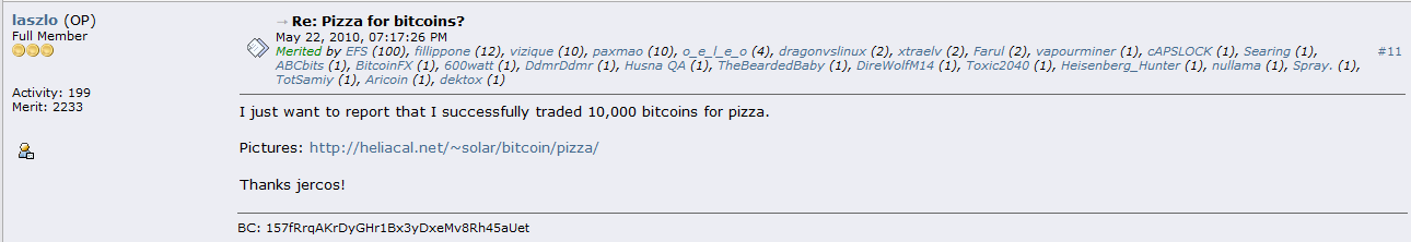 Програміст придбав дві піци за 10 тисяч біткоїнів — подробиці першої транзикції з  BTC - фото 1