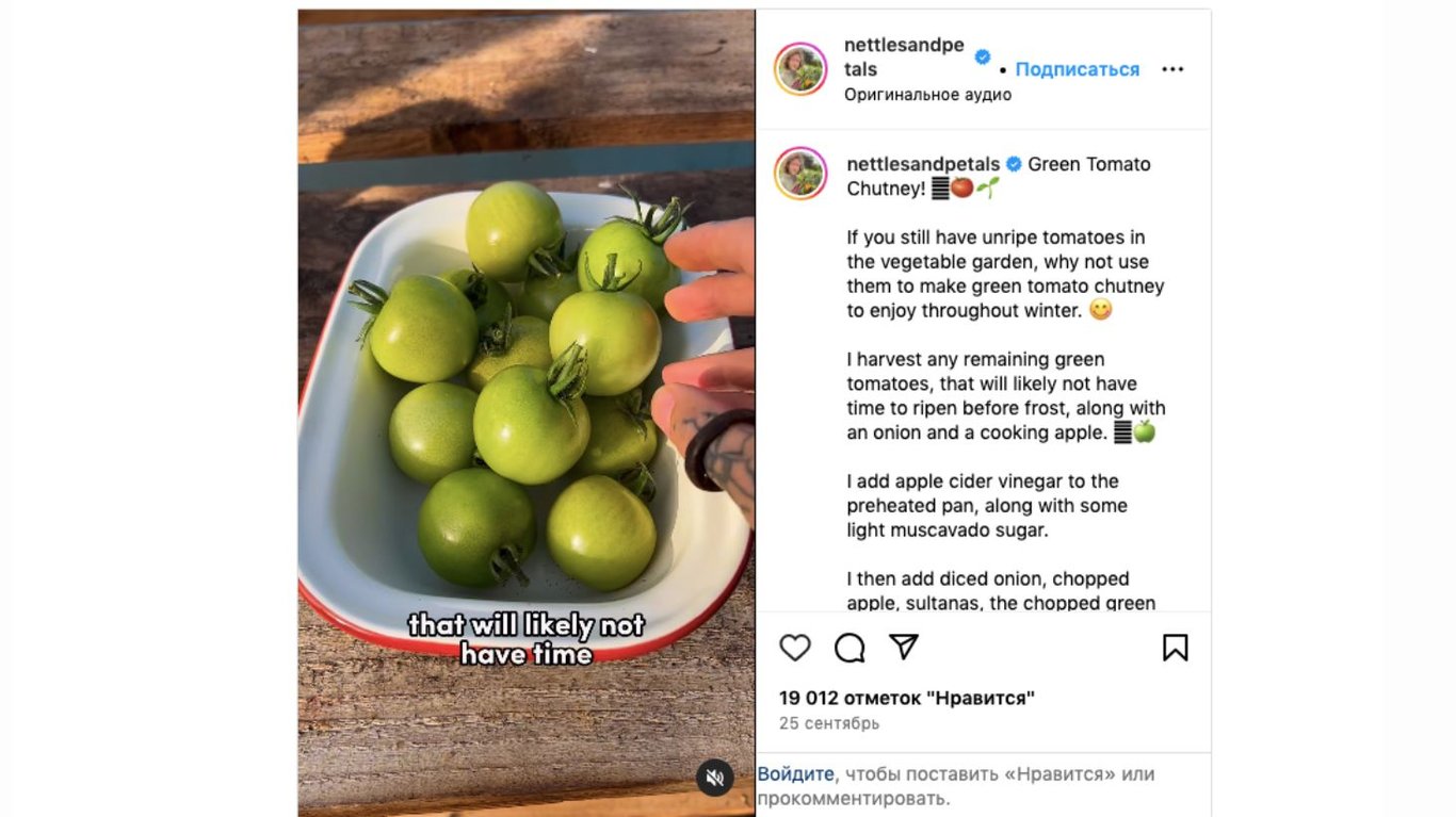 рецепт чатные из зеленых томатов