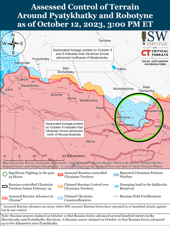 Карта бойових дій на Запорізькому напрямку від ISW