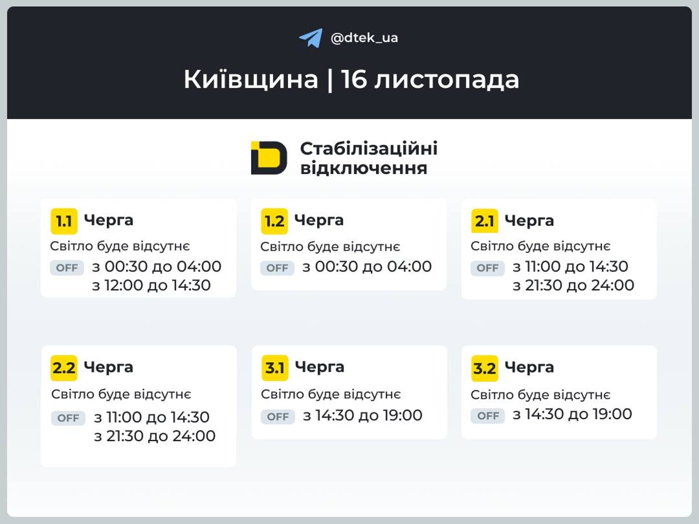 Графіки відключення світла