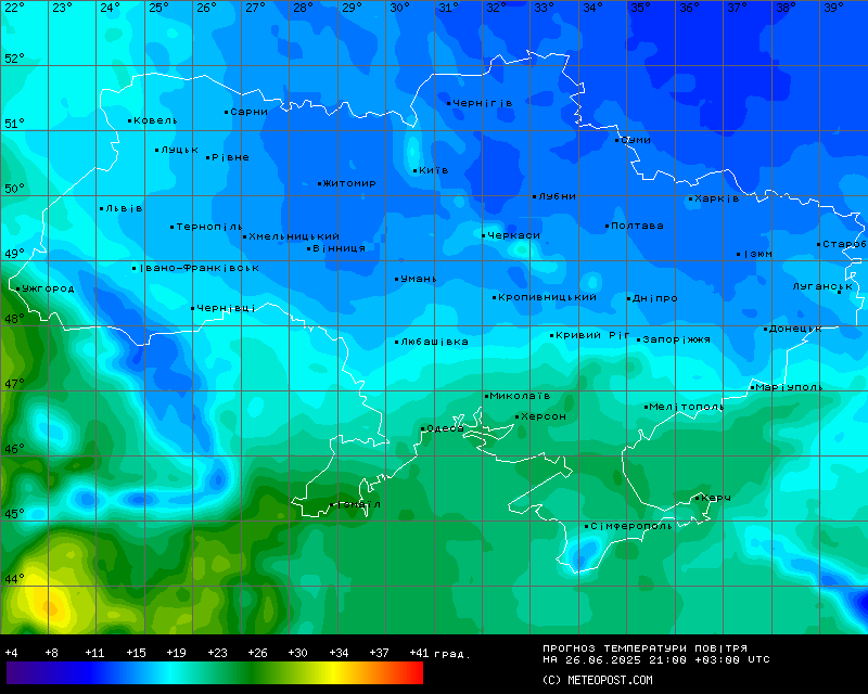 Температури в Україні 26 червня 2025 року