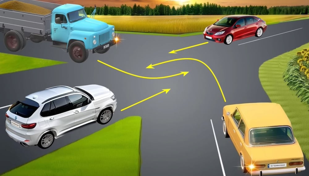 Тест з ПДР: хто кого пропускає на нерегульованому перехресті?