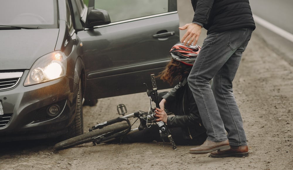 The driver hit the bike