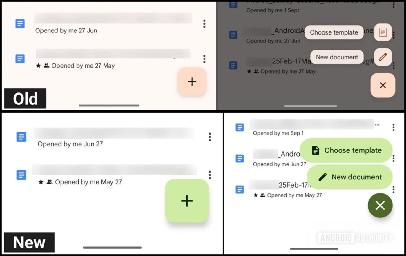 Обновленная кнопка быстрых действий в Google Docs
