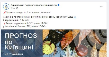 Погода в Києві 7 жовтня