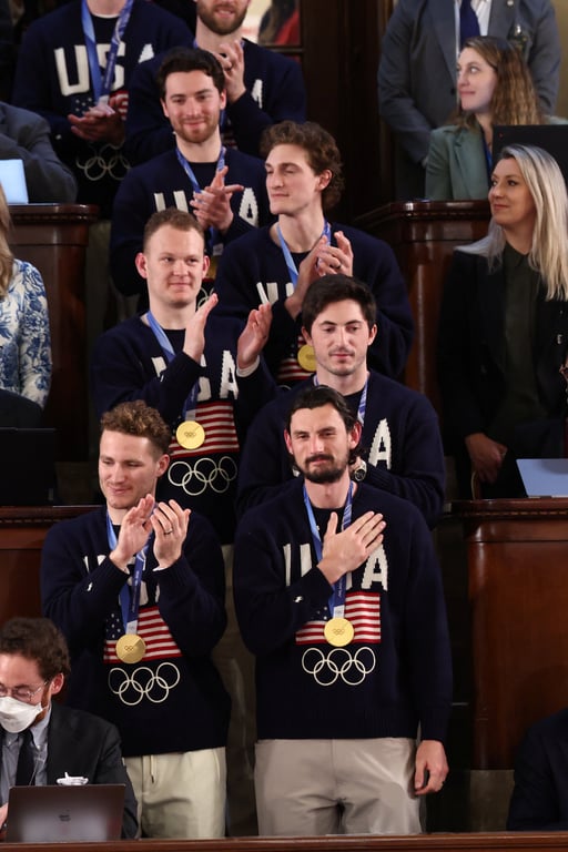 Мужская сборная США по хоккею слушала обращение Трампа