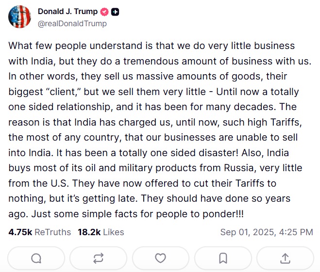 Трамп відповів на прохання Індії зменшити мита