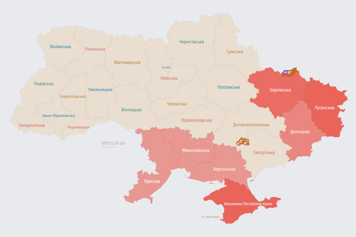 Повітряна тривога вранці 3 липня 