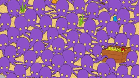 На фіолетово-жовтій картинці ховається рибка — її знайдуть лише найрозумніші - 285x160