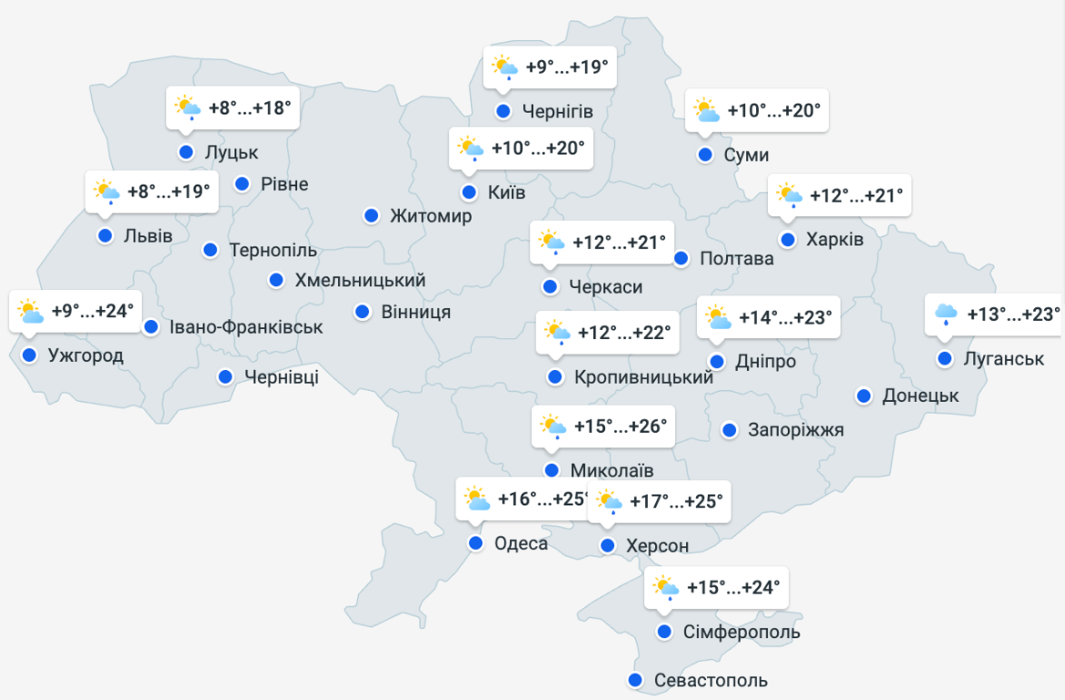 Прогноз погоди в Україні на 16 червня