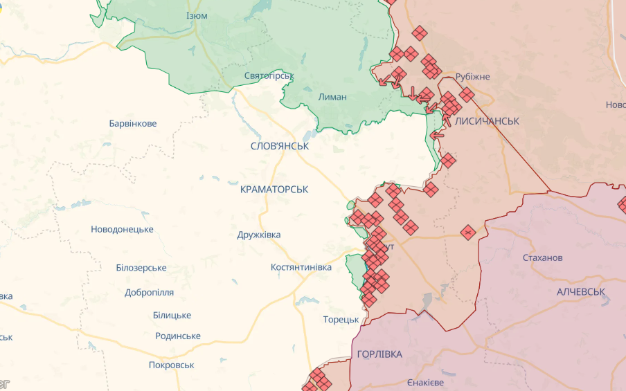 Карта бойових дій від Deepstate на 13 вересня