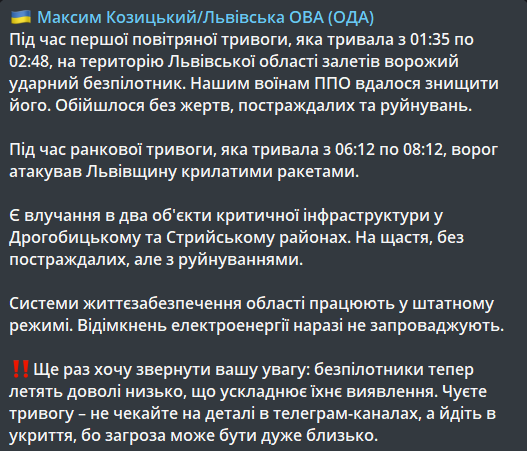 ракетна атака на Львівську область 15 січня