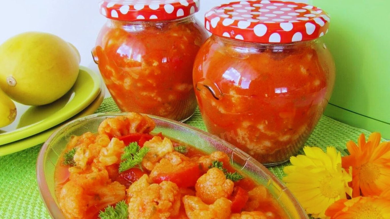 Хрумка цвітна капуста в томатному соусі — відео рецепт