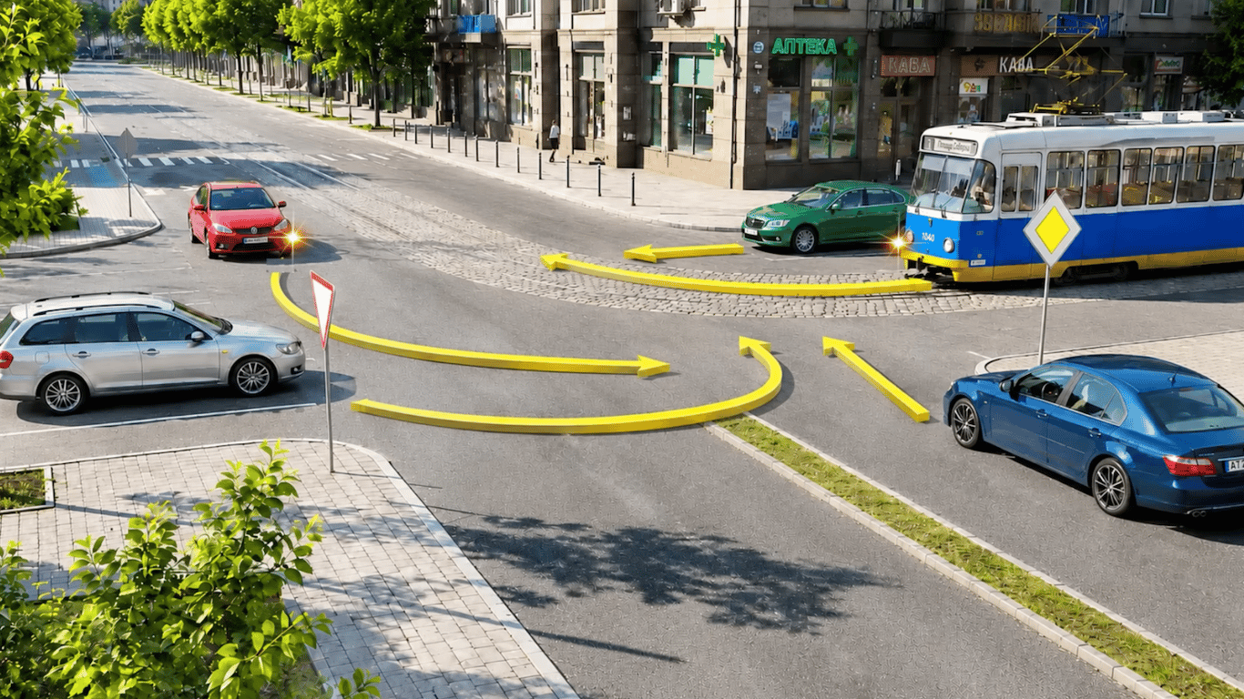 Тест ПДР на складному перехресті: хто проїде передостаннім