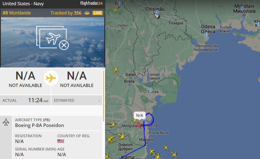 Самолет НАТО вышел на патрулирование и контролирует ситуацию в Черном море