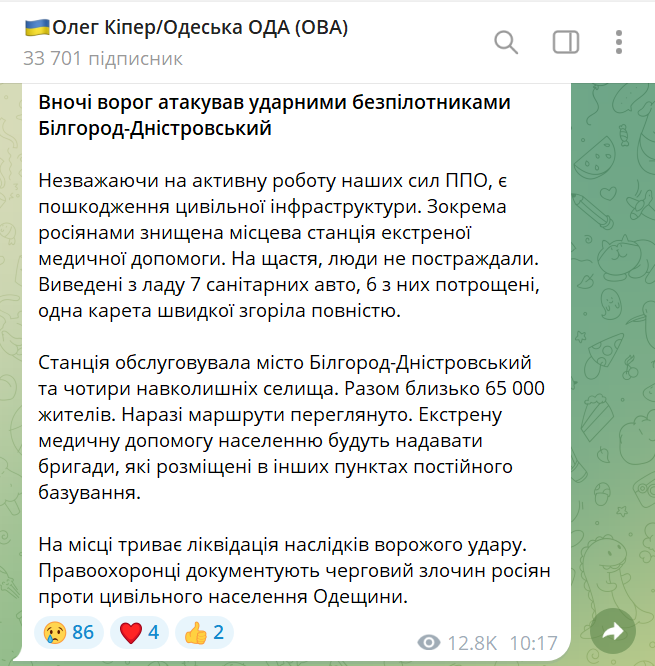 Дрон РФ знищив станцію швидкої на Одещині — села без допомоги - фото 1