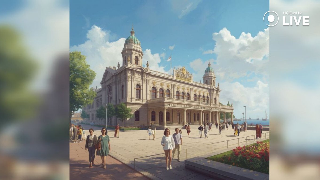 Морський вокзал в Одесі на думку ШІ