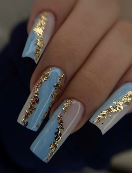 Gold foils nail design ideas