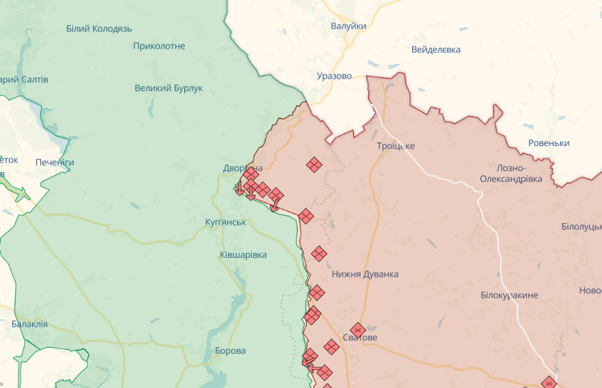 Карта бойових дій на 14 вересня