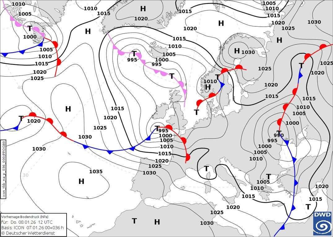 Карта приземного атмосферного давления