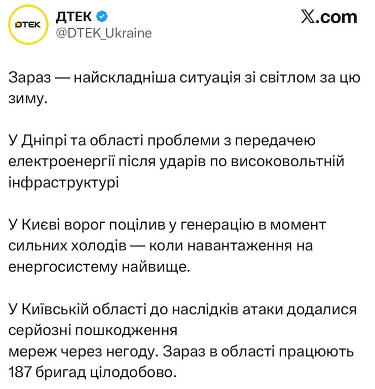 ситуація в енергетиці 11 січня