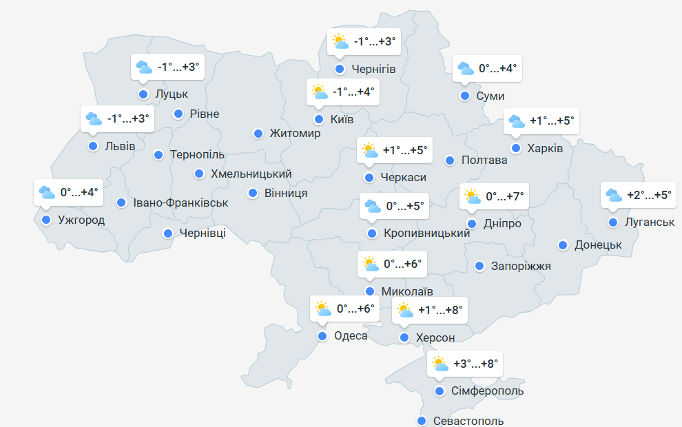 Яка погода буде завтра, 2 лютого