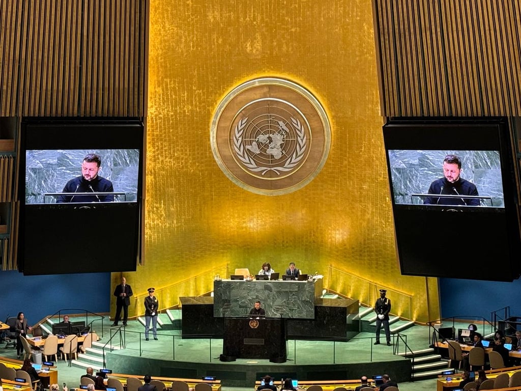Виступ Володимира Зеленського в ООН 25 вересня. Фото: Новини.LIVE