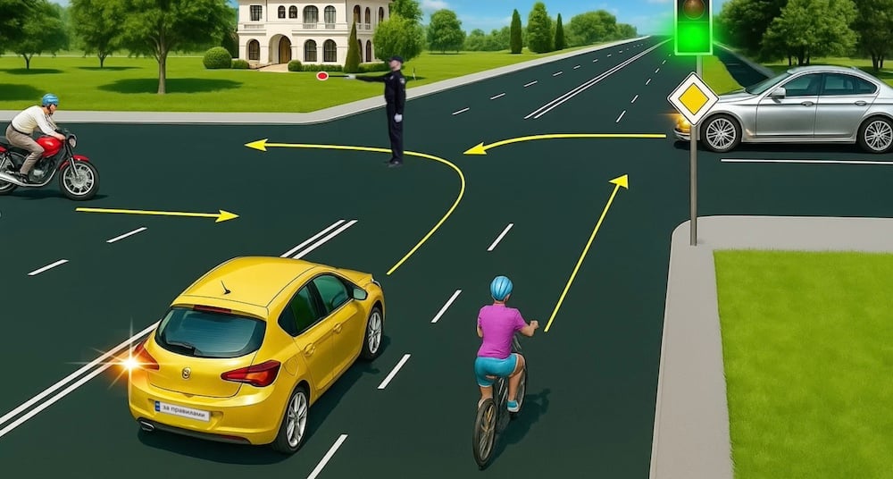 Тест з ПДР про сигнали регулювальника