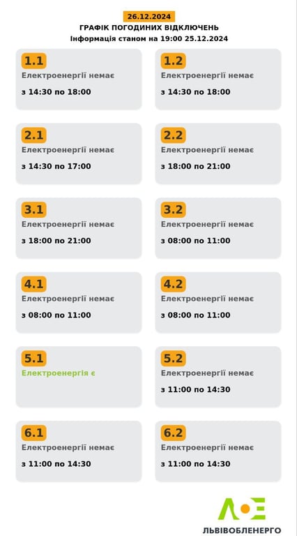 Відключення світла Львів