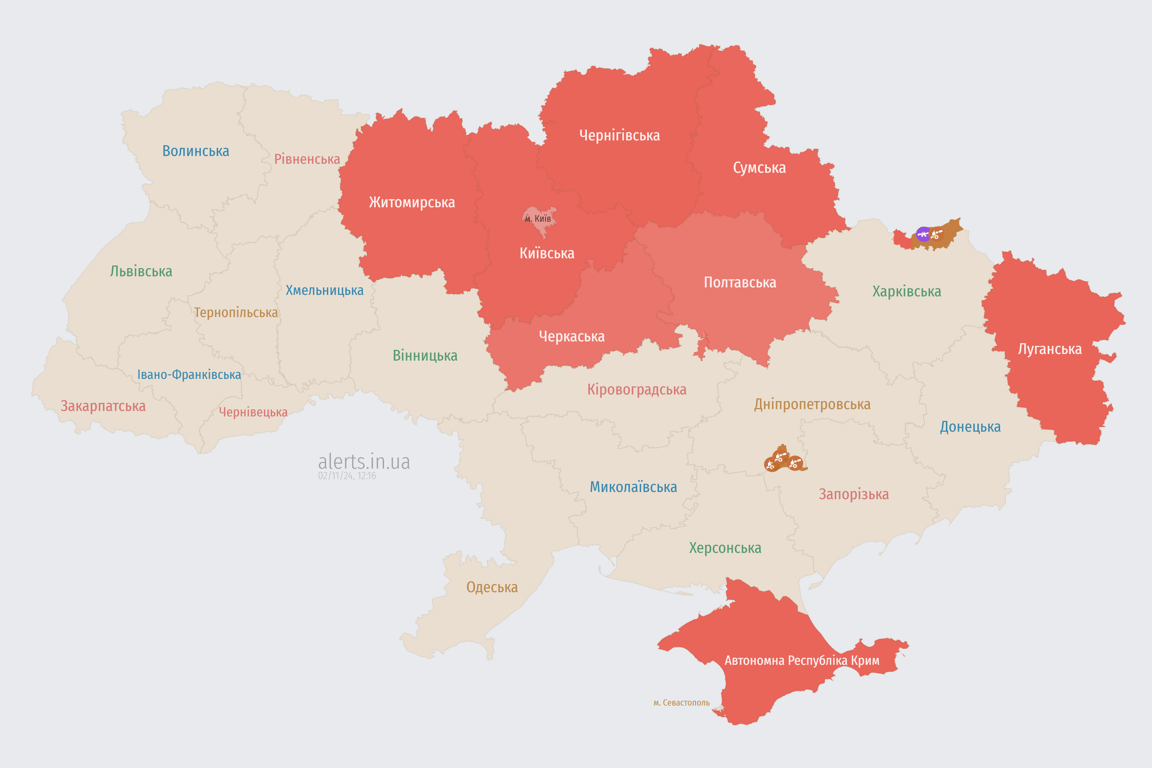 Карта повітряних тривог України