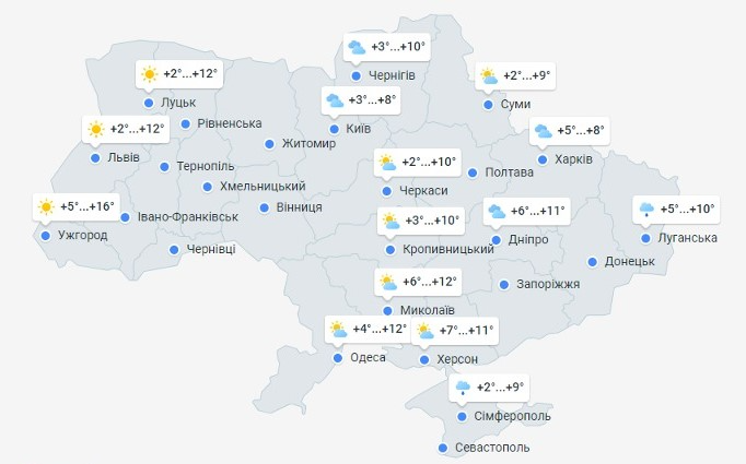 прогноз погоди на 18 жовтня
