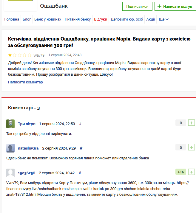 Ощадбанк скарги