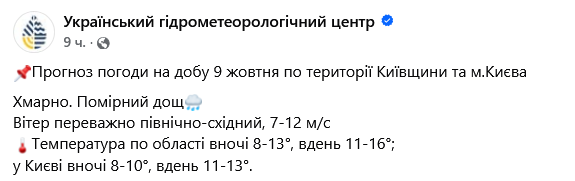 Дождливая осень продолжается — прогноз погоды в Киеве на сегодня - фото 1