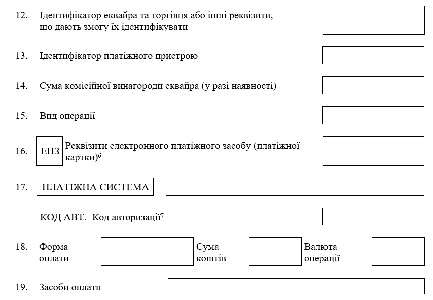 Дані у фіскальному чеку