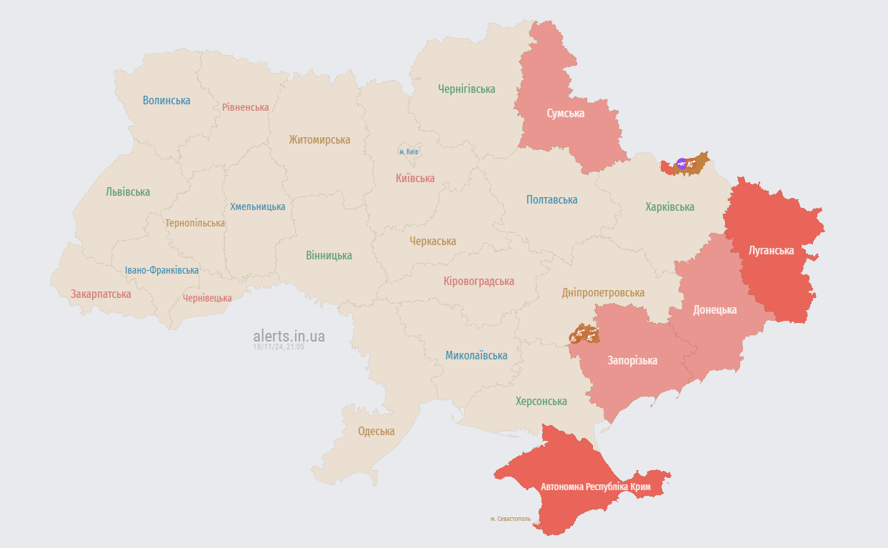 Карта повітряних тривог