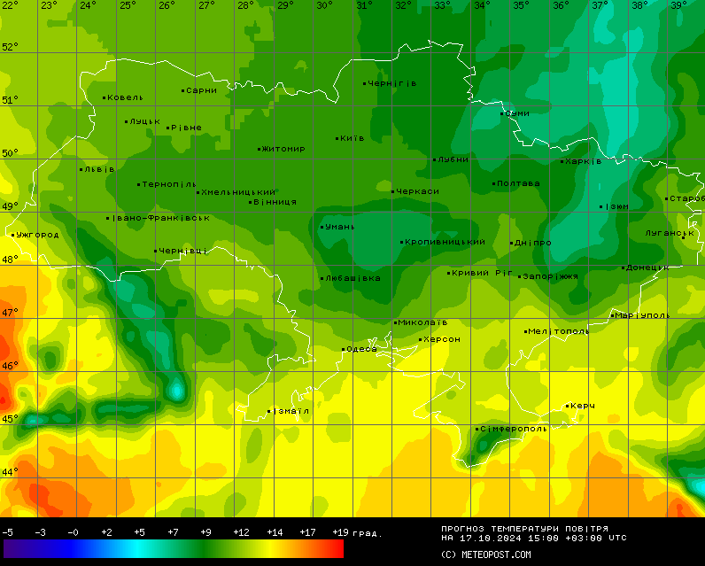 Температурна карта. Фото: Метеопост