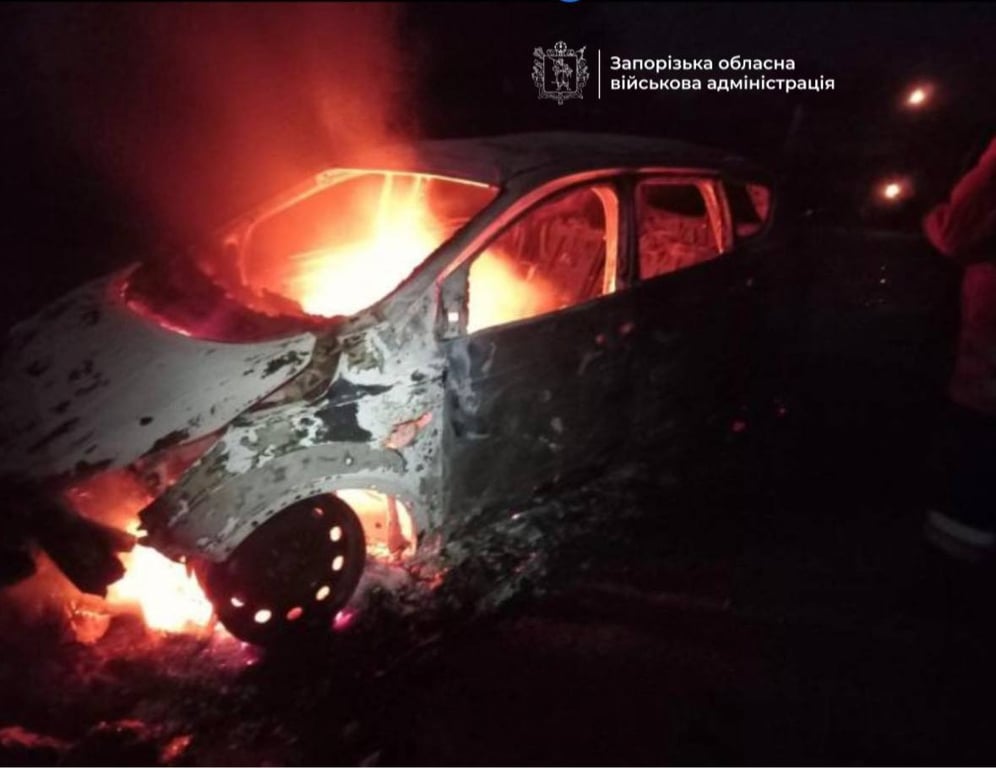 Пожар в Новотаврийском Запорожской области после обстрела ночью 27 сентября 2026 года