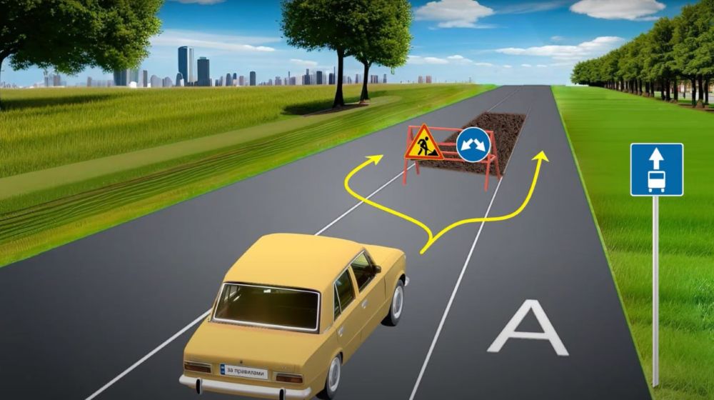 Хитрый тест по ПДД - как объехать препятствие по правилам - фото 1
