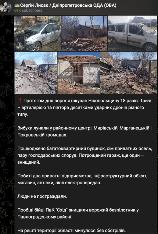 Скриншот допису Лисака